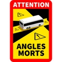 ETIQUETA IMANTADA "ATTENTION ANGLES MORTS" AUTOBUSES - BUS - ÁNGULOS MUERTOS - SOPORTE IMANTADO