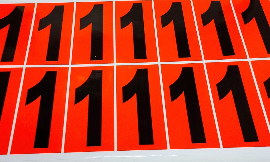 PACK NUMERACIÓN NARANJA 14UDS / HOJA IMPRESA  - NUMERO 0 (copia)