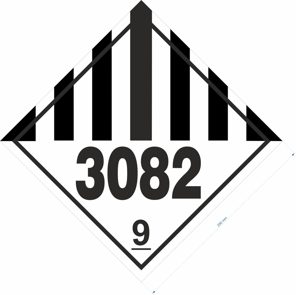 CLASE 9 PELIGROS DIVERSOS 250x250mm R50 UN 3082