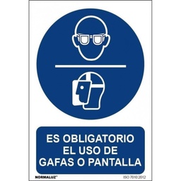 [RD21018] Señal Obligación Uso De Gafas O Pantalla pvc 300X400 MM 0,7mm