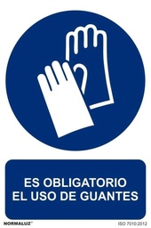 [RD26603] SEÑAL ADHESIVA OBLIGATORIO USO DE GUANTES 100X150 mm