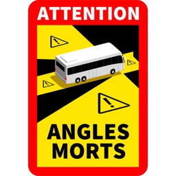 ETIQUETA IMANTADA "ATTENTION ANGLES MORTS" AUTOBUSES - BUS - ÁNGULOS MUERTOS - SOPORTE IMANTADO